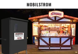 Bild eines Stromverteilkastens und eines Kirmesstandes